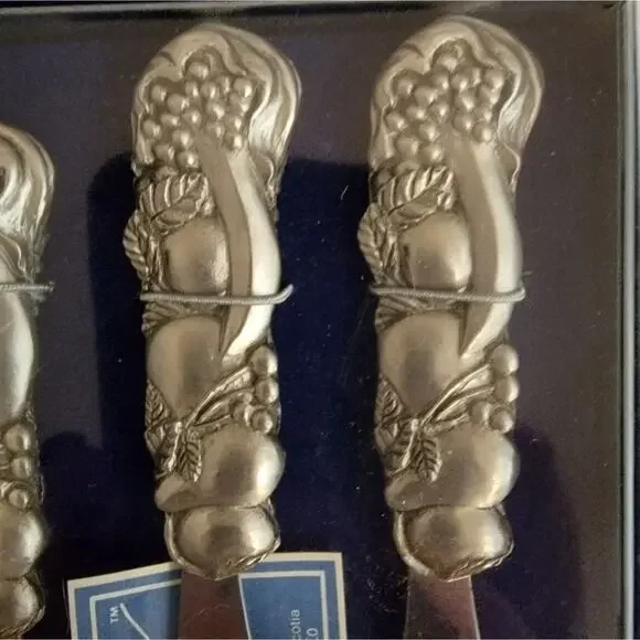 1992 Seagull Pewter Canadian Cheese/Butter Knives Original Box Set of 4 - Picture 2 of 2
